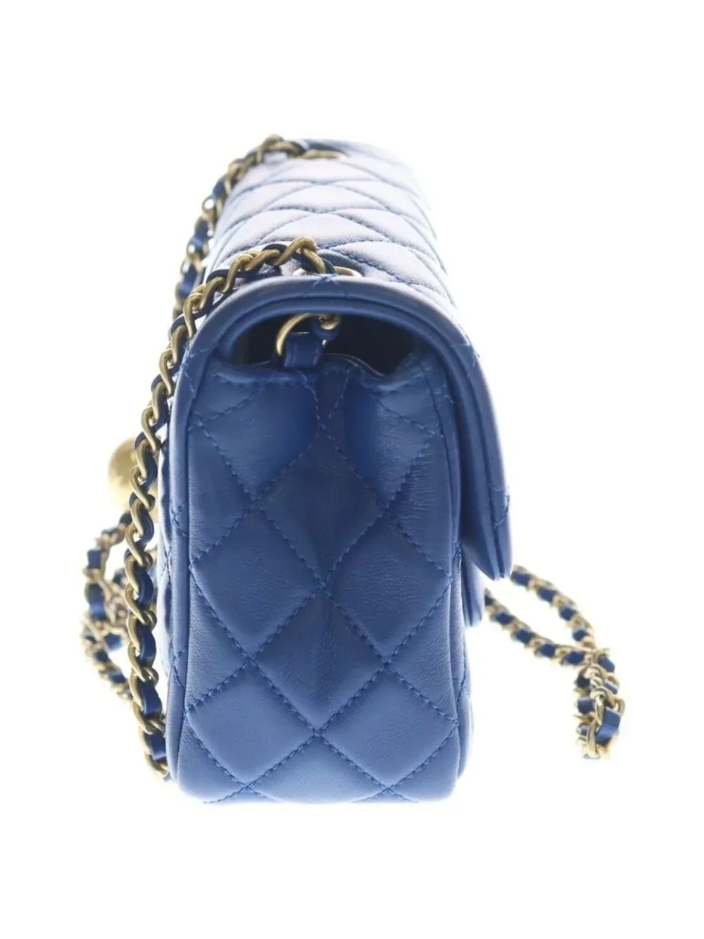 Chanel Mini Quilted CC Logo Cocobol Chain Shoulder Gold Lambskin Blue